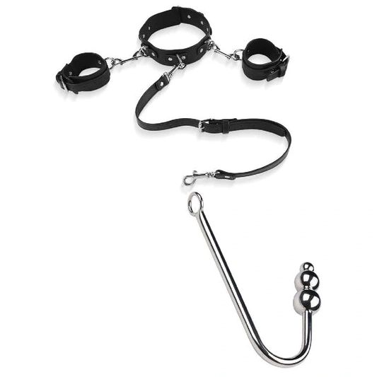 with Collar 5334 Elegant Beaded Cuffs and Hook Anal 0928